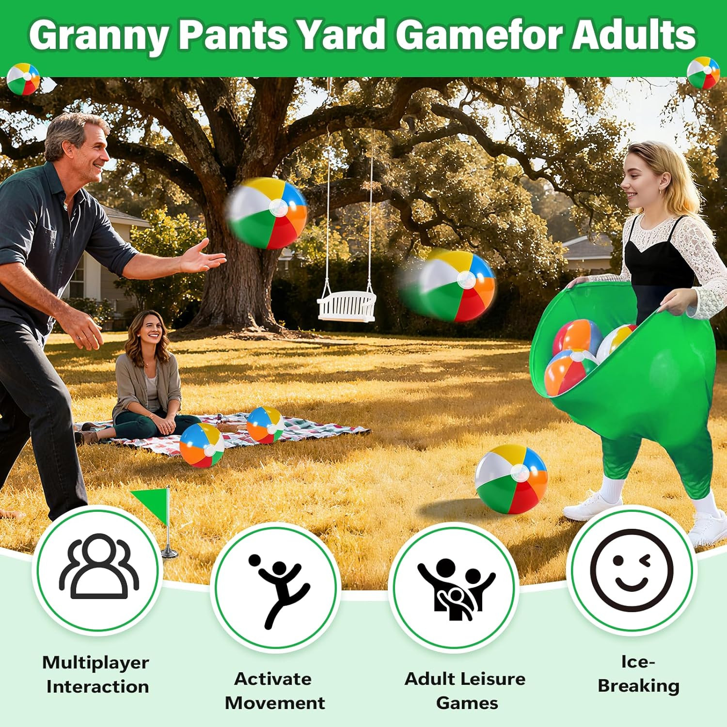 Granny Pants Outdoor Game Set for Adults with Balls and Accessories, Large
