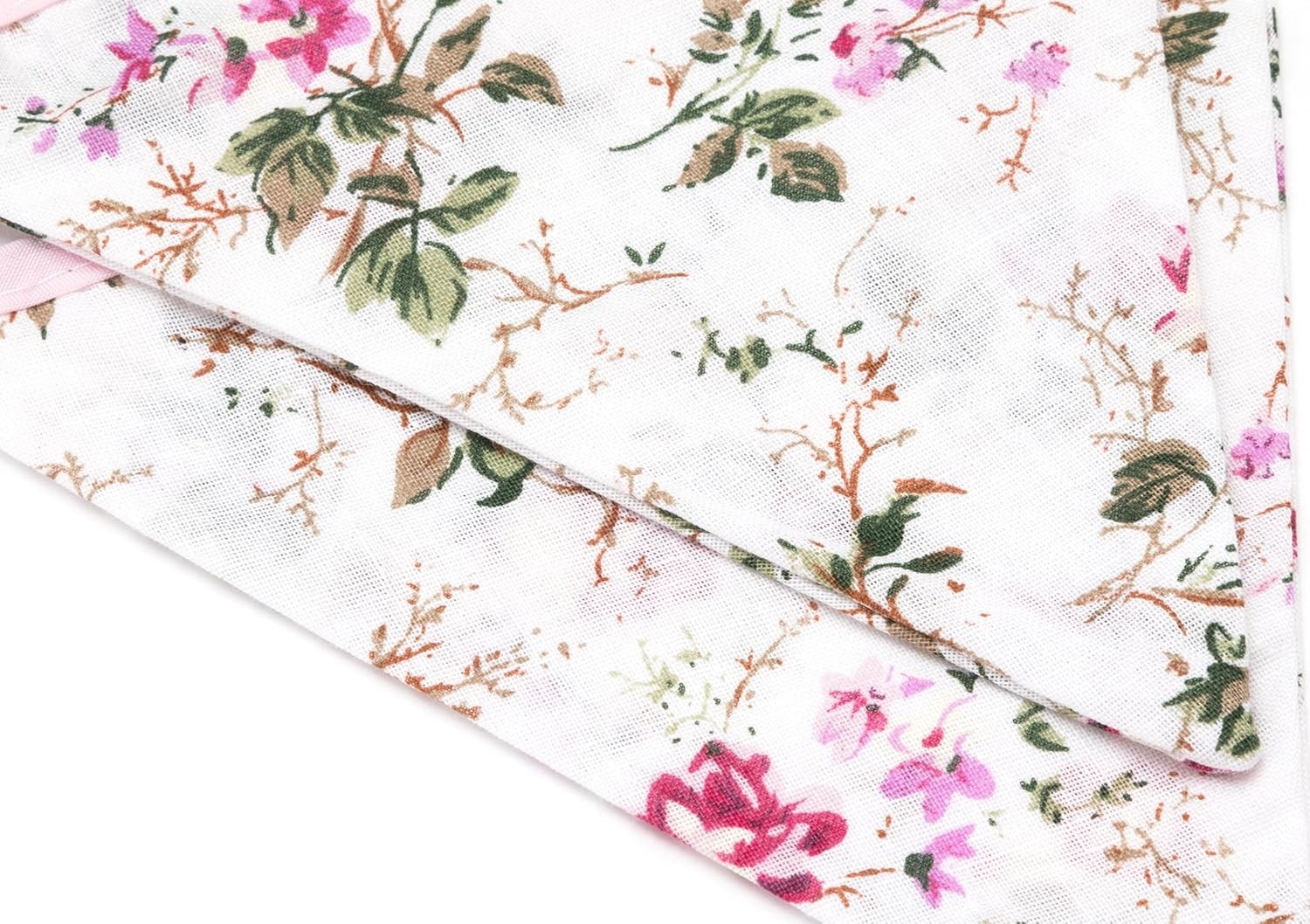 LOVENJOY Pink Floral 100% Cotton Bunting Banner for Girls 10.8 Feet, White