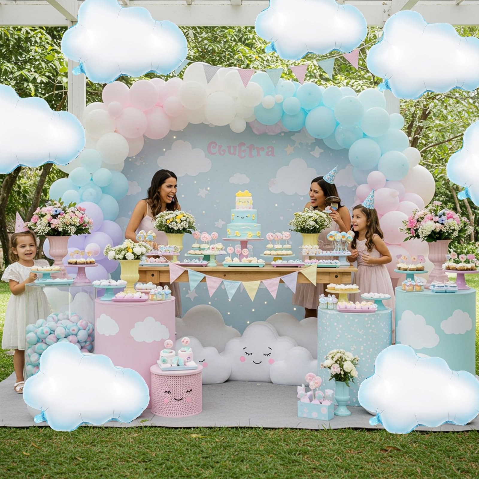10 Pcs White Foil Clouds Balloons for Baby Shower,Themed Party,Decorations Su…