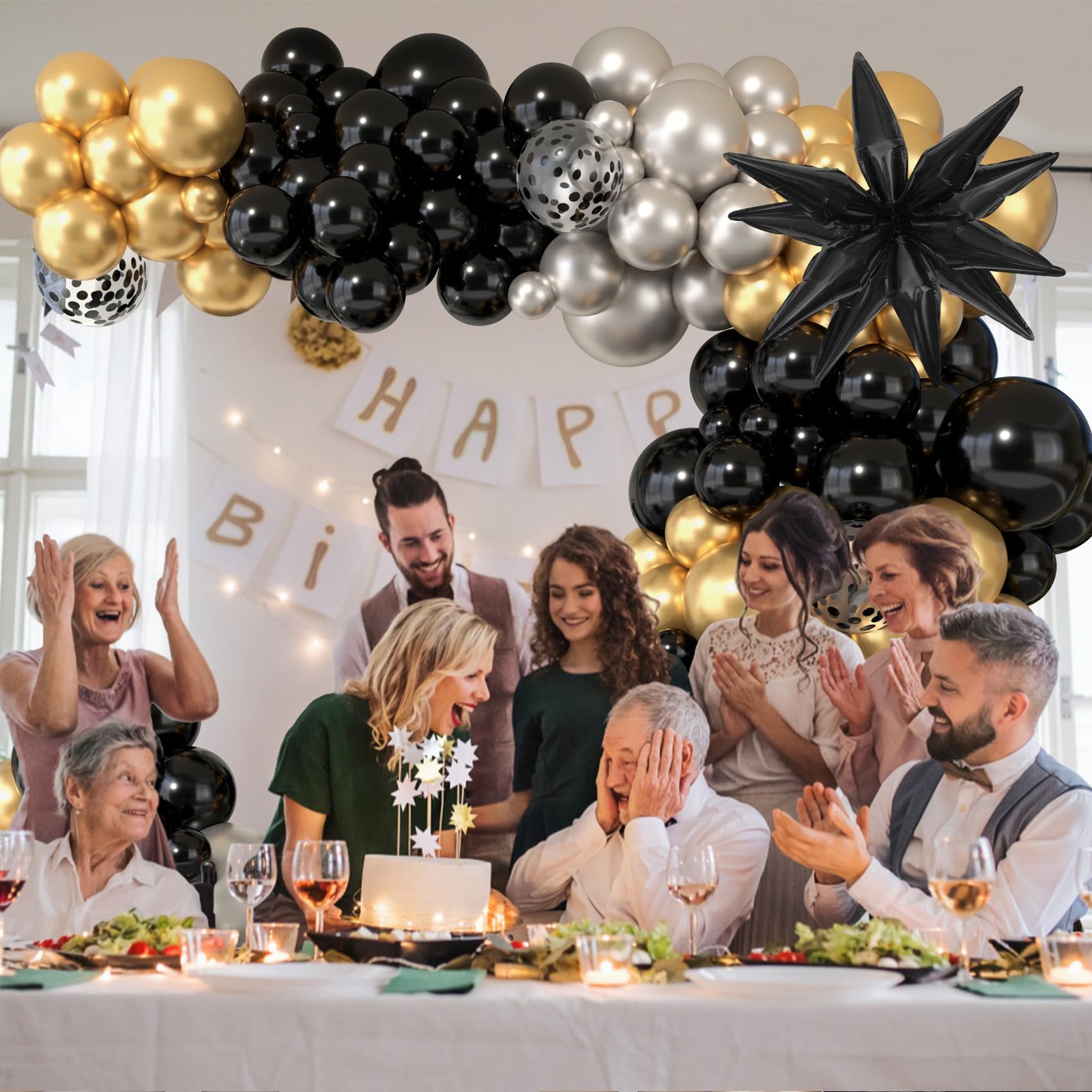 Black and Gold Balloons Arch Kit for Graduation Party Decorations, 145Pcs Bla…