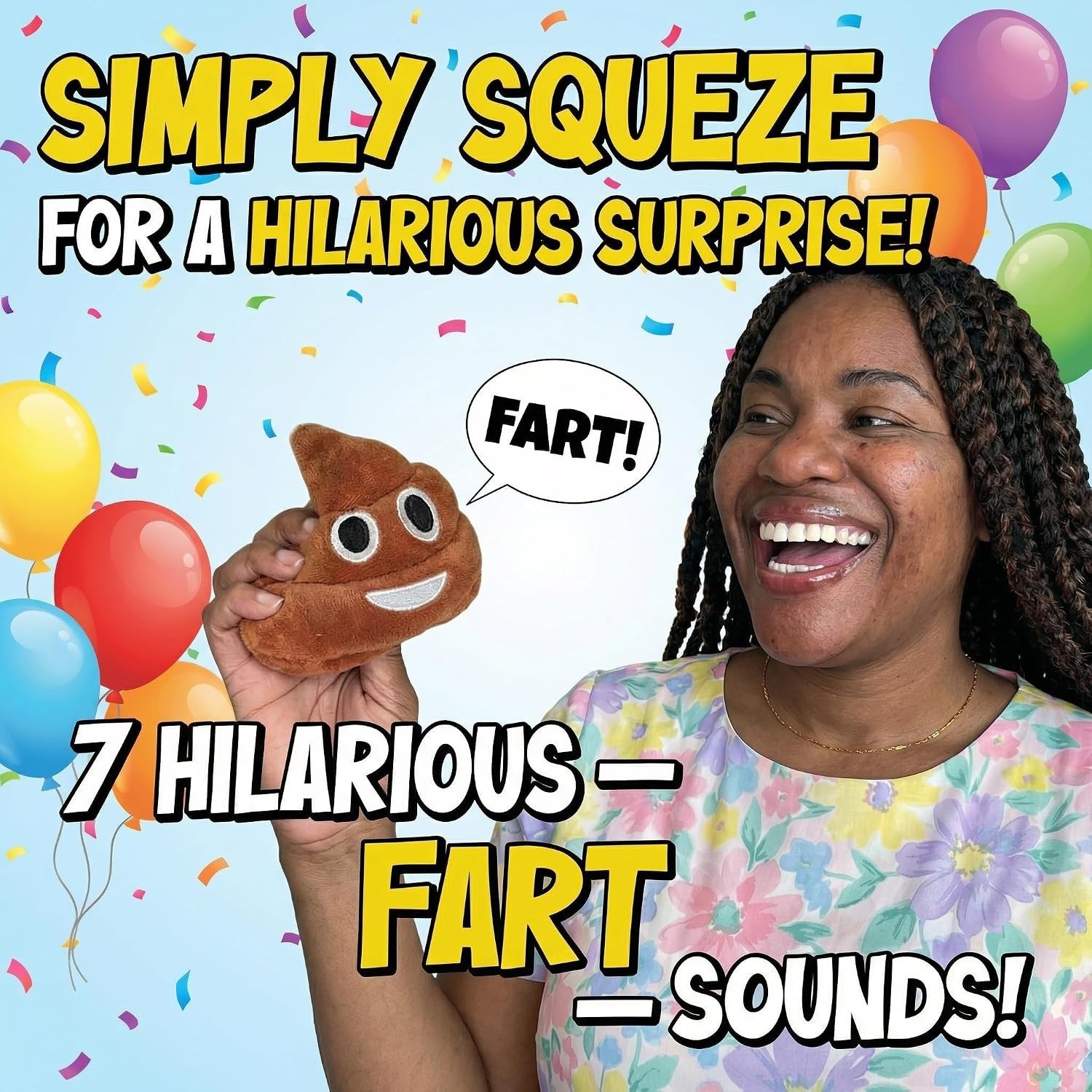 Funny Plush Poop Toy with 7 Fart Sounds – Hilarious Farting Poop Stuffy for K…