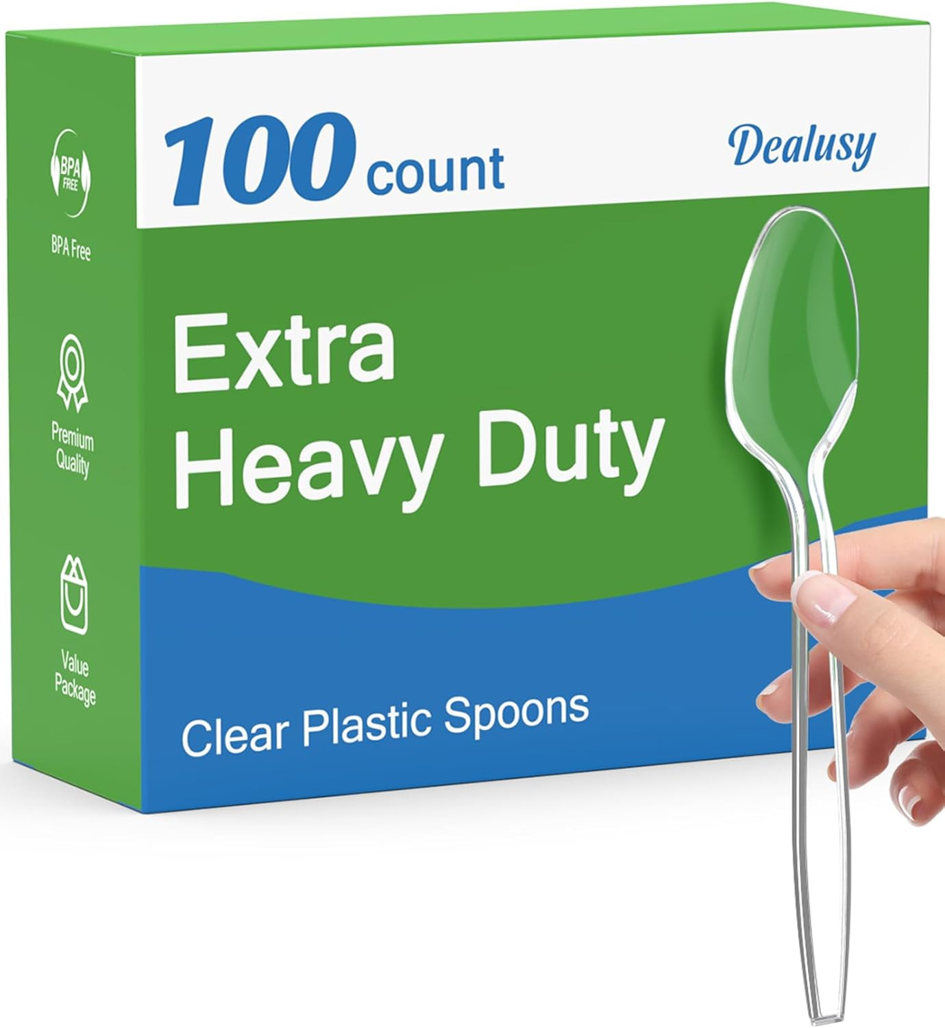 100 Count Clear Plastic Spoons Disposable, Bpa-Free, Heat Resistant, Solid and D