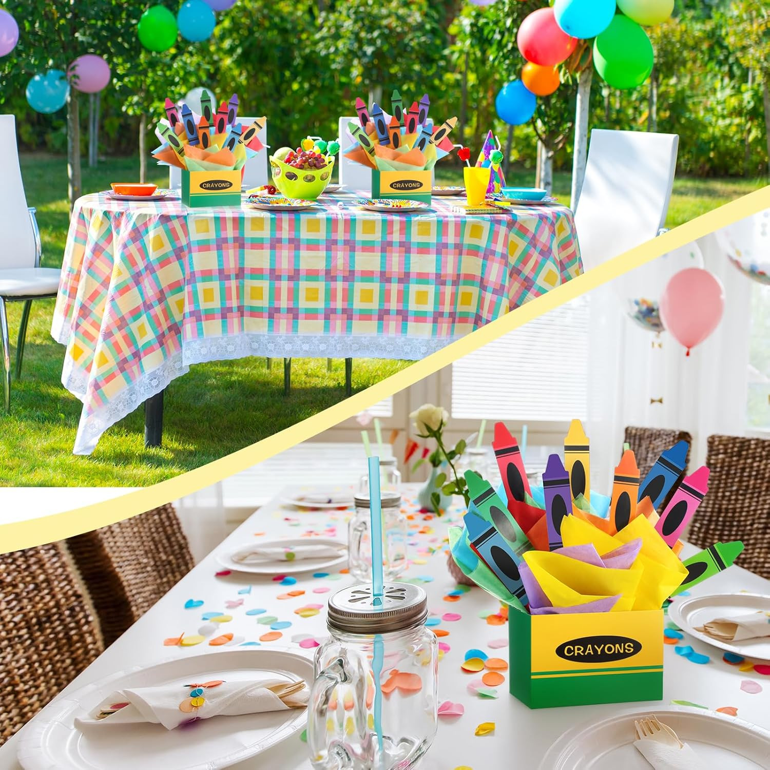 6 Sets 96 Pcs Crayon Themed Party Centerpieces Decorations Back to School Table