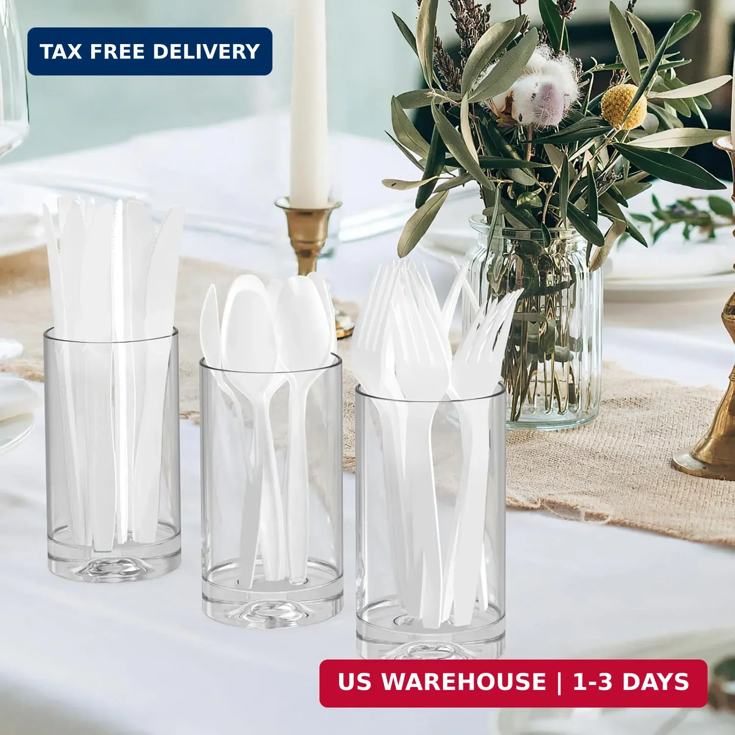 Dealusy 360 Count White Plastic Spoons Disposable, BPA-Free, Heat Resistant, Sol