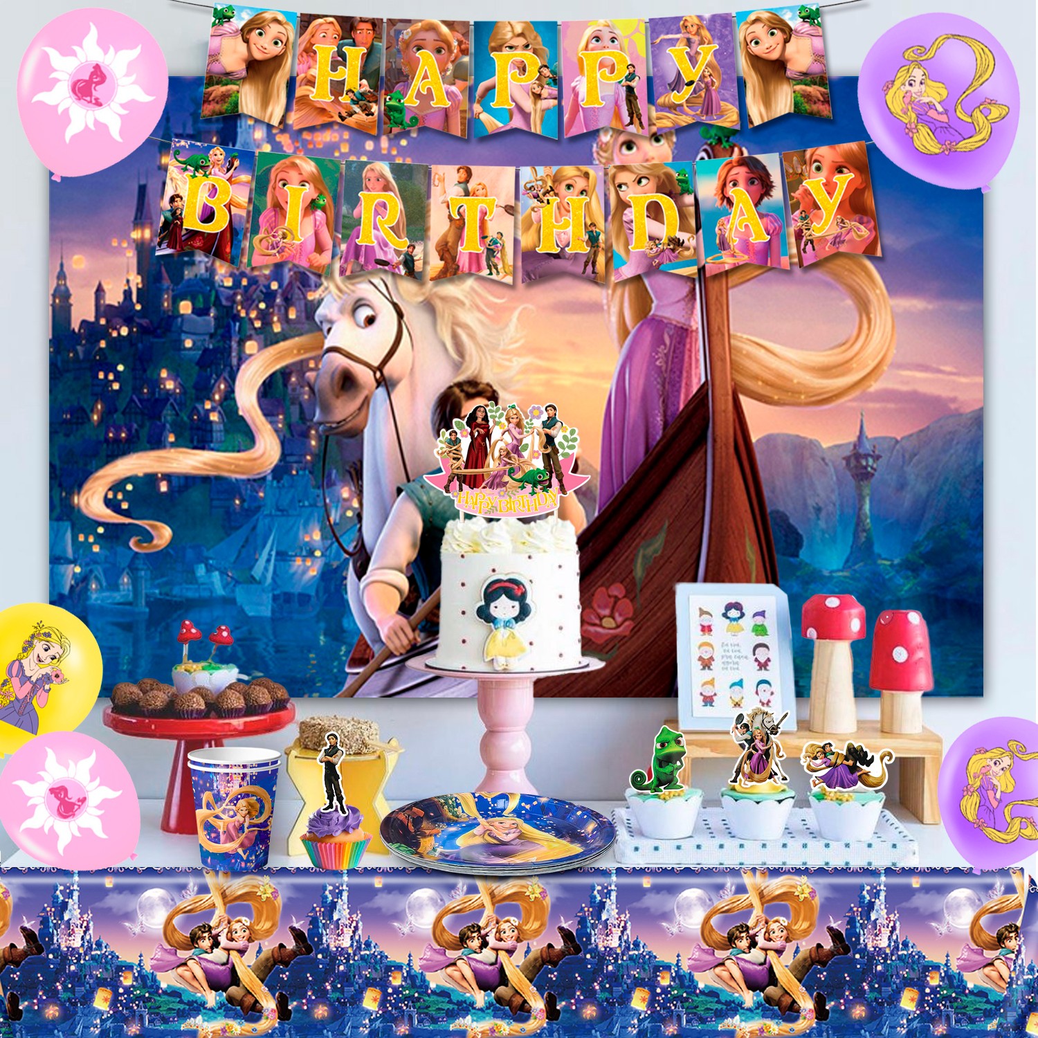 Rapunzel Princess Birthday Party Supplies,Princess Party Decorations & Tableware