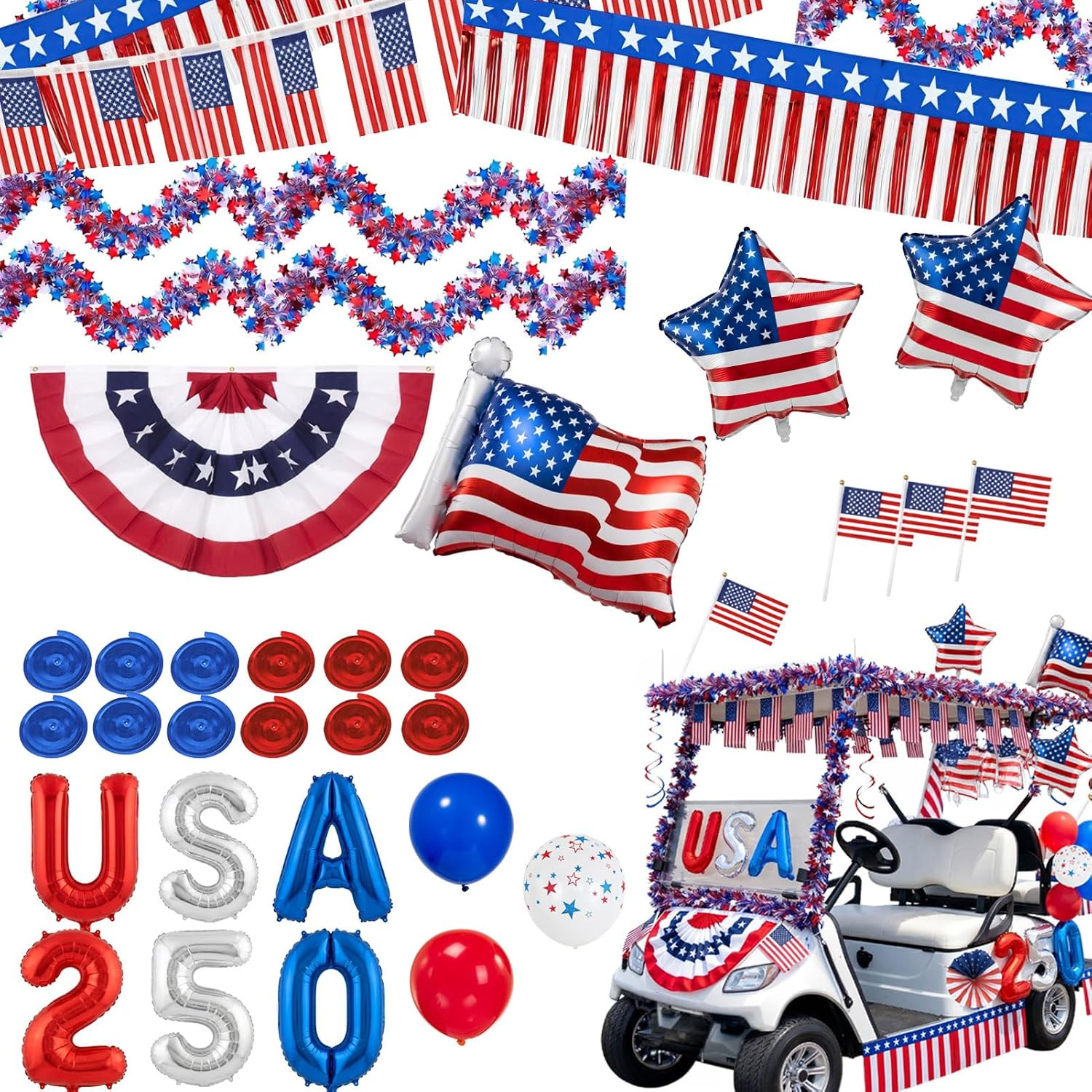 4Th of July Golf Cart Decorations Kit, 250Th Anniversary USA Patriotic Parade De