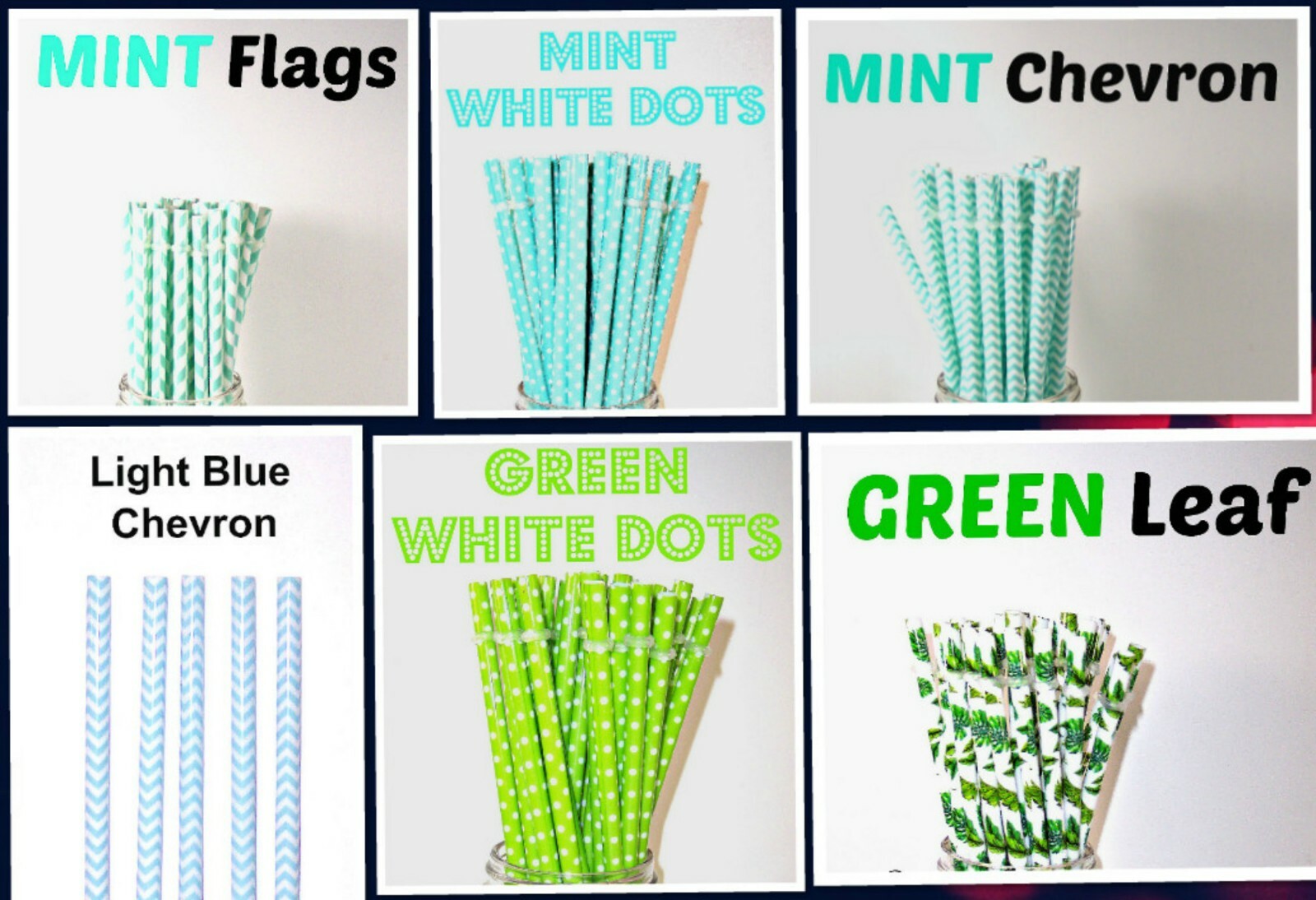 PATTERNED STRAWS, Dots, Checks, Flowers, Chevron, Fruit, Reusable, BPA Free