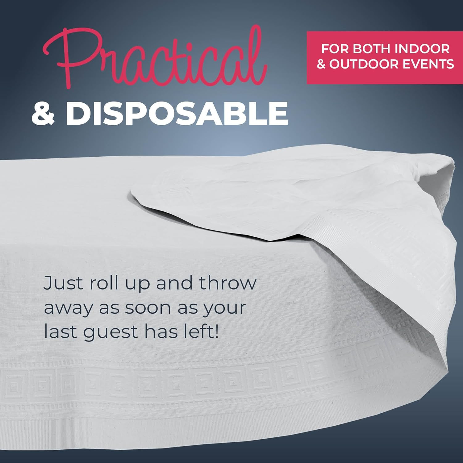 Paper Tablecloths for round Tables | 82″ – 10 Pack | White Paper & Plastic Dispo