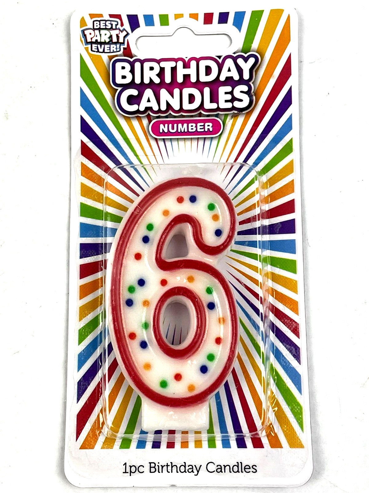 Birthday Party Candle Number 0-9 Multi Colored Candles Polka Numbers Celebration