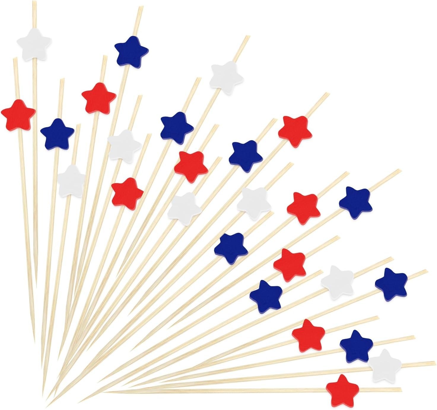 100 Counts 4.7 Inch Star Cocktail Picks Red White Blue Star Decorative Toothp…