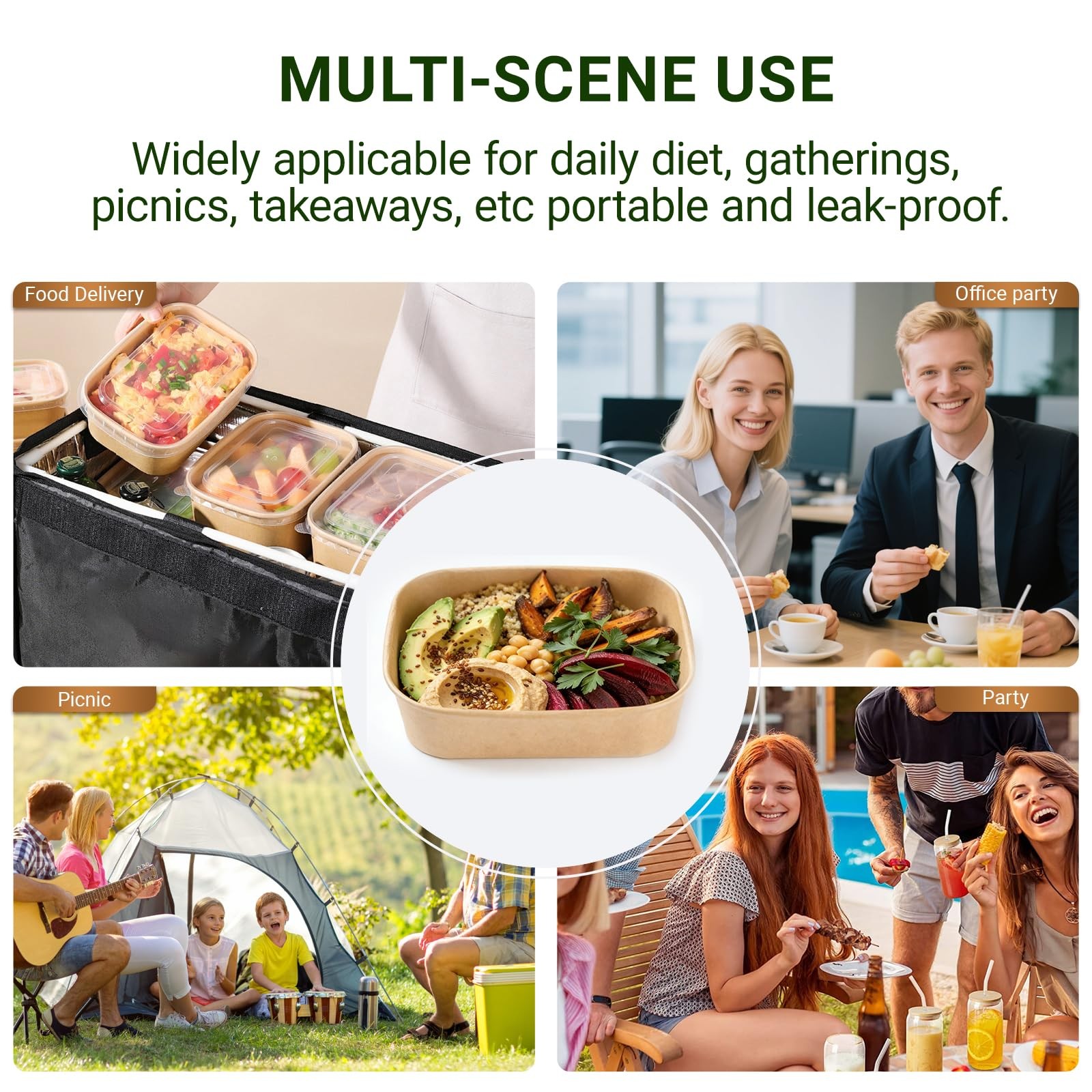 17oz Disposable Meal Prep Food Containers w/Lids 50 sets, Stackable Salad Bow…