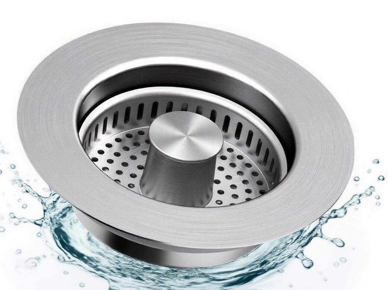 Upgraded 3 in 1 Kitchen Sink Drain Strainer & Sink Stopper,304 Stainless Steel P
