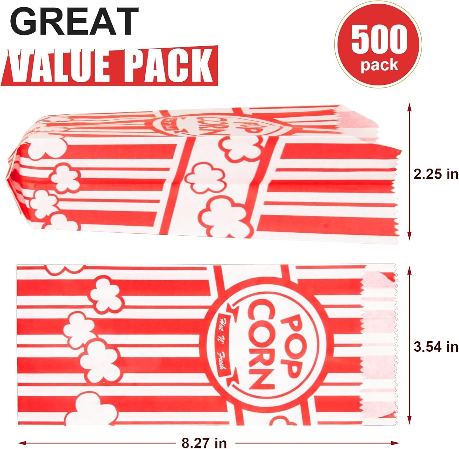 500pcs Paper Popcorn Bags for Party, 1 Oz Small Vintage Individual Servings P…