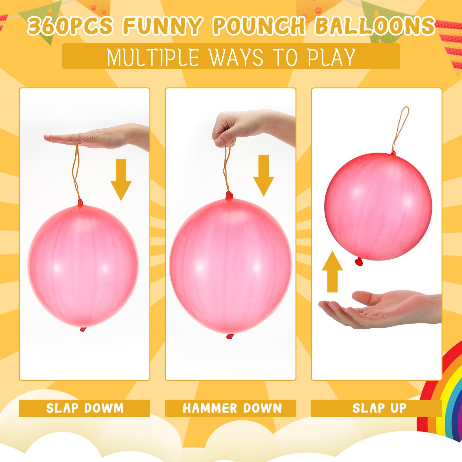 350 Pcs Punch Balloons Bulk Assorted Colors Punching Balloons Heavy Duty Punc…