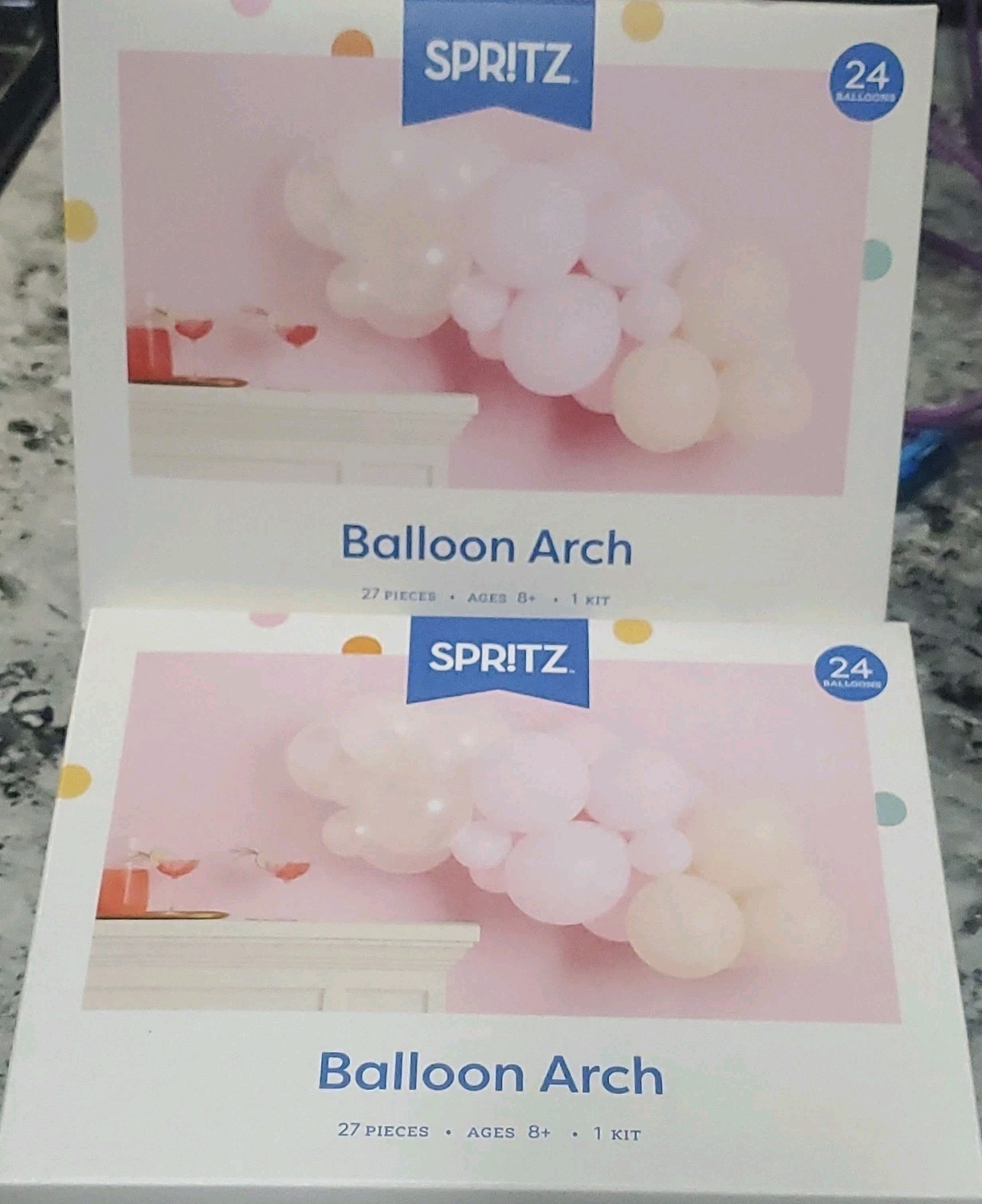 Lot of 2 Spritz Balloon Arch Kit 27-Piece Pink/White Solid Decorative Party