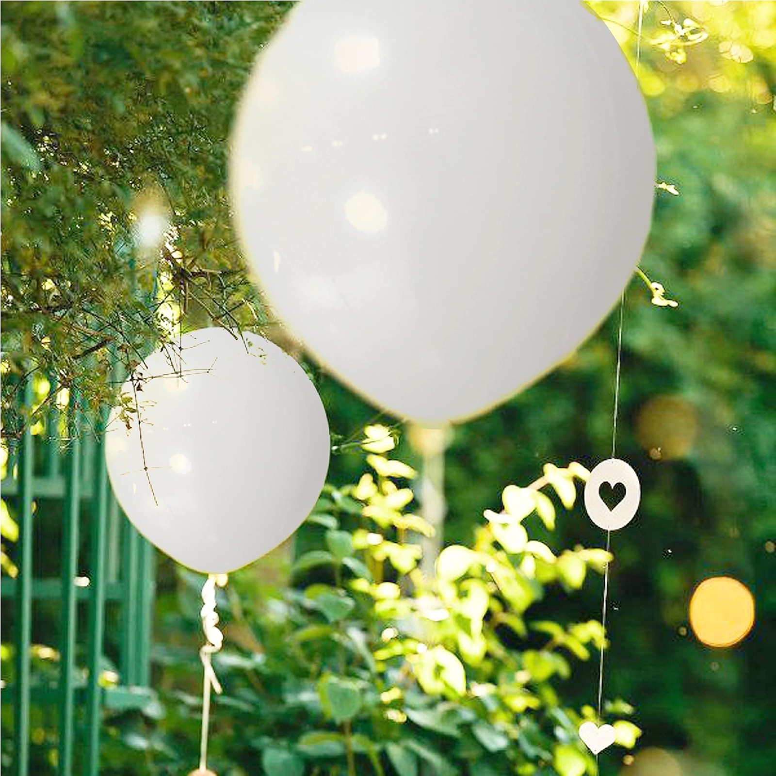 White Balloons 100 Pack 12 Inch White Latex Party Balloons with 2 Rolls of Ri…