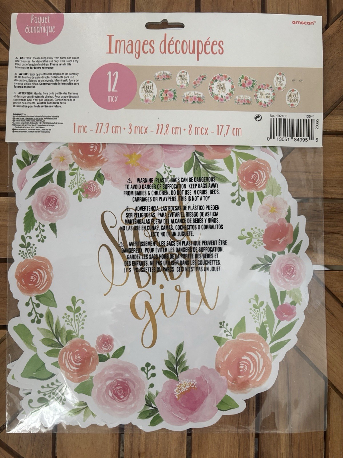 Floral Baby Shower Sweet Baby Girl Table & Wall Cutout 12 Pk Decorations 7”-11”