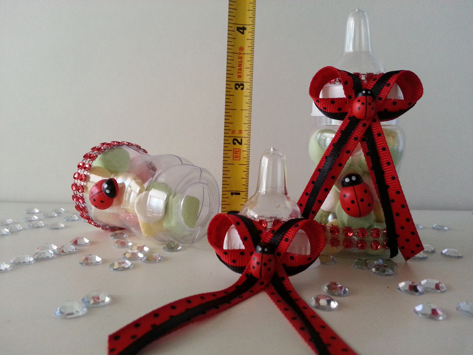 12 Fillable Ladybug Bottles for Favors Prizes or Games Baby Shower Decorations