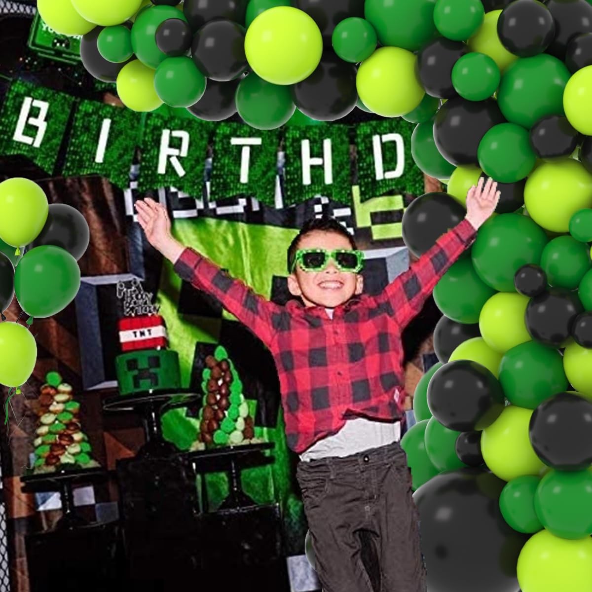 Green Black Balloon Garland Kit Dark Lime Green Balloons for Birthday Parties