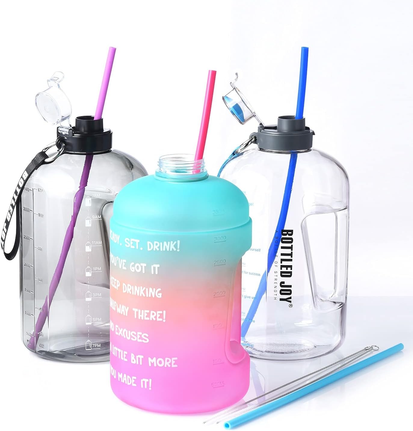 ALINK 15 inch Extra Long Reusable Silicone Straws, 5 Piece Set, Multicolor
