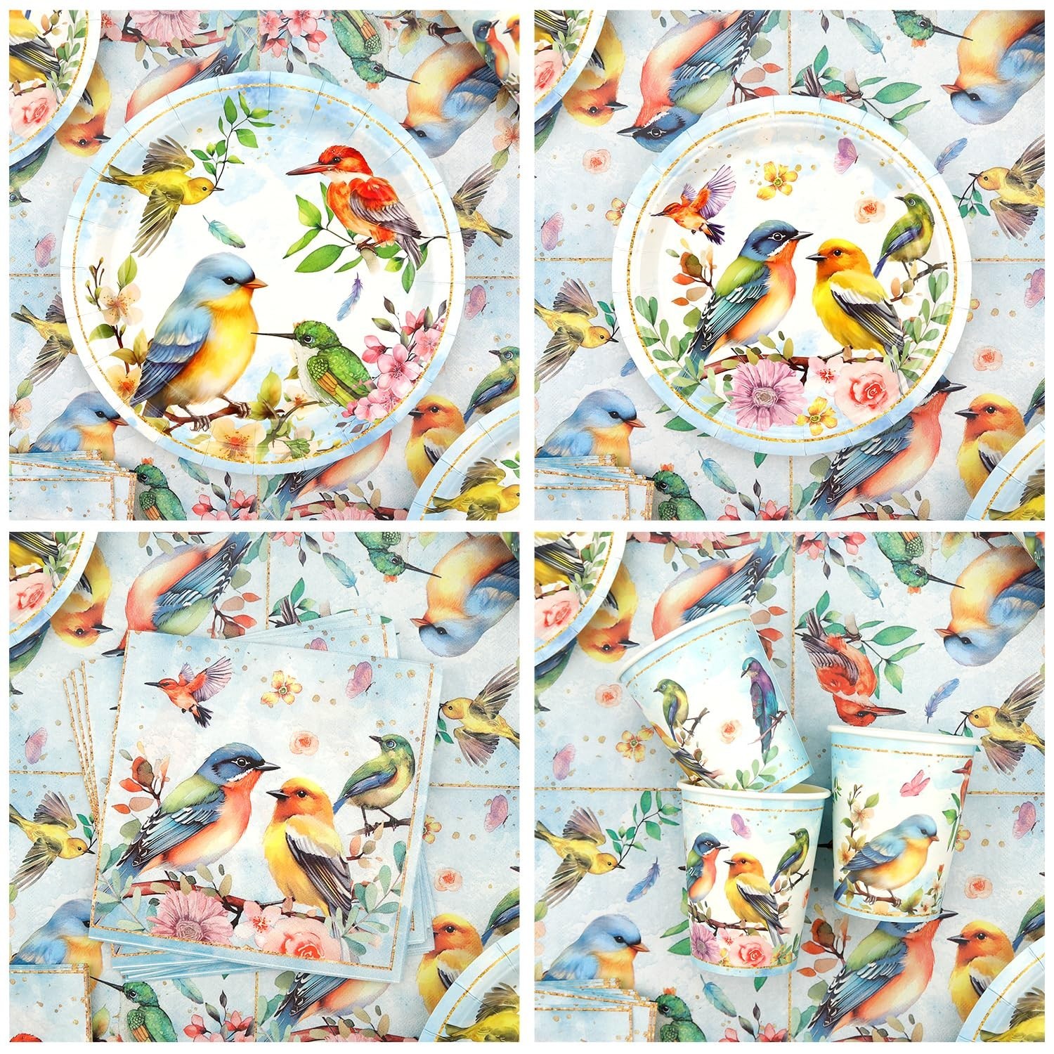 Bird Theme Party Supplies Set – Birthday Banners, Plates, Cups, Tablecloth & Bal