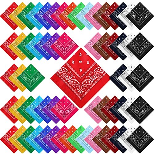100 Pack Bandanas Unisex Paisley Bandanas Bulk Multi Purpose Multicolor Stylish