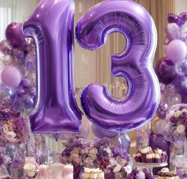 40″ Large Purple Foil Helium Balloon #13 Birthday Anniversary Reunion 31st Party
