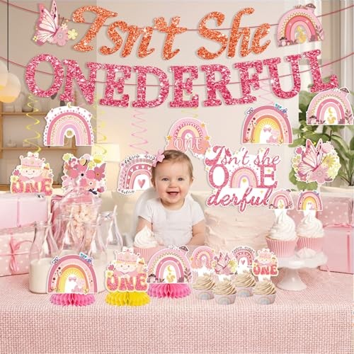 35PCS Isn’t She Onederful Birthday Decorations – First Birthday 1st Girl