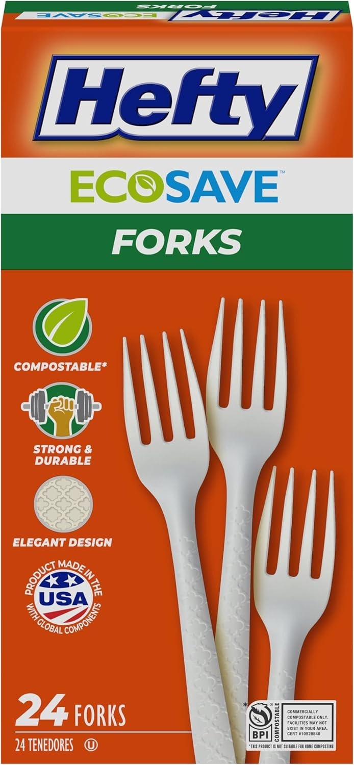 Sustainable 24-Pack ECOSAVE Forks for Outdoor Events – Compostable & Strong