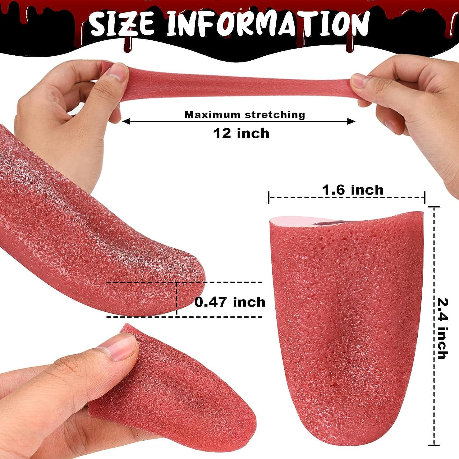 8× Halloween Harmless Realistic Fake Tongue Magic Trick Joke Prank Scary Toy USA