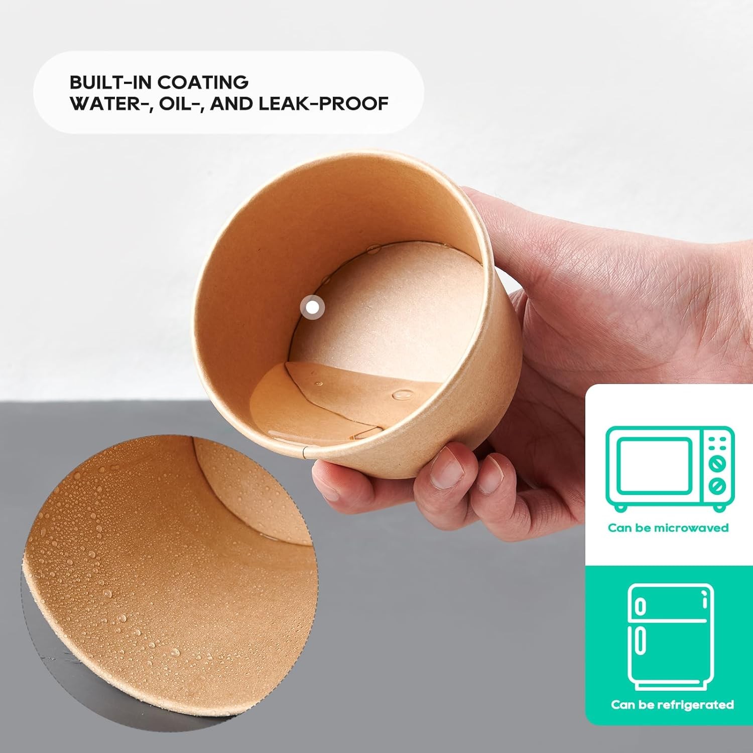 50pack 8oz Paper Soup Containers with Lids, Disposable Paper Food Cups, Ice Crea