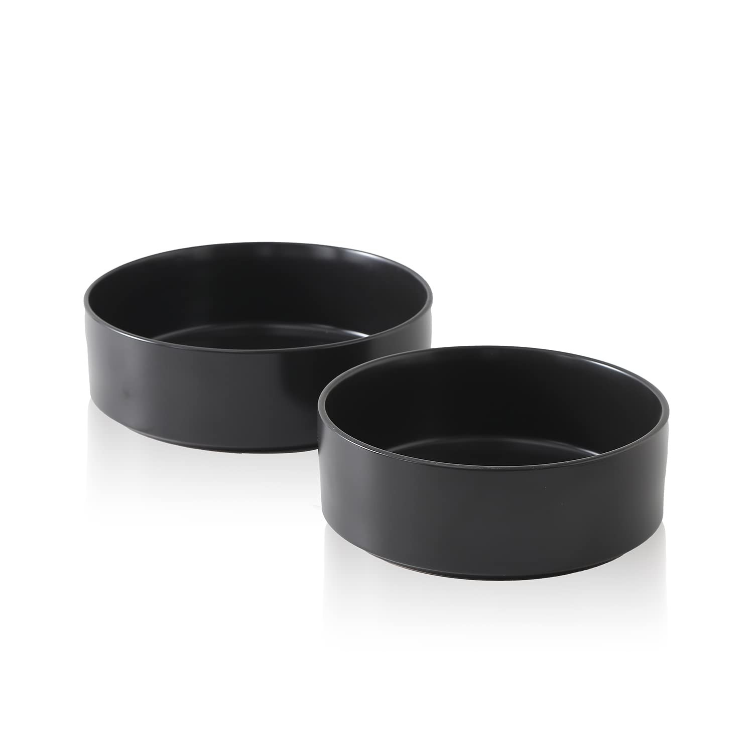 Stone Lain Celina Stoneware 2-Piece Serving Bowl Set, Black Bowls, Minimalist Di