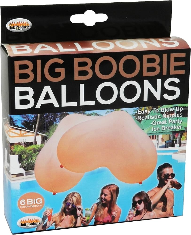 6 Big Boobie Balloons – Fun Gag Gift Adult Novelty Party Decoration – Beige