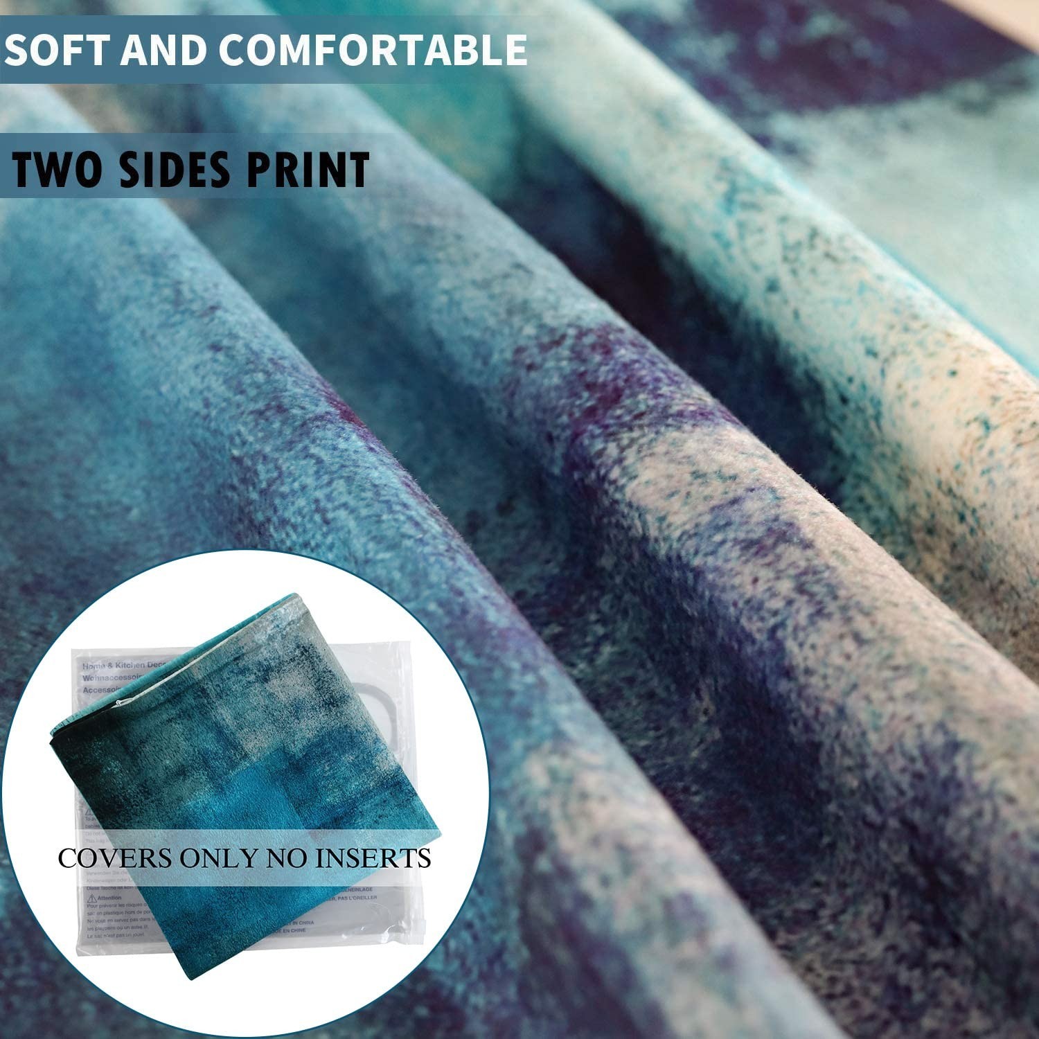 Set of 2 Turquoise and Grey Art Artwork Contemporary Decorative Gray Home Dec…