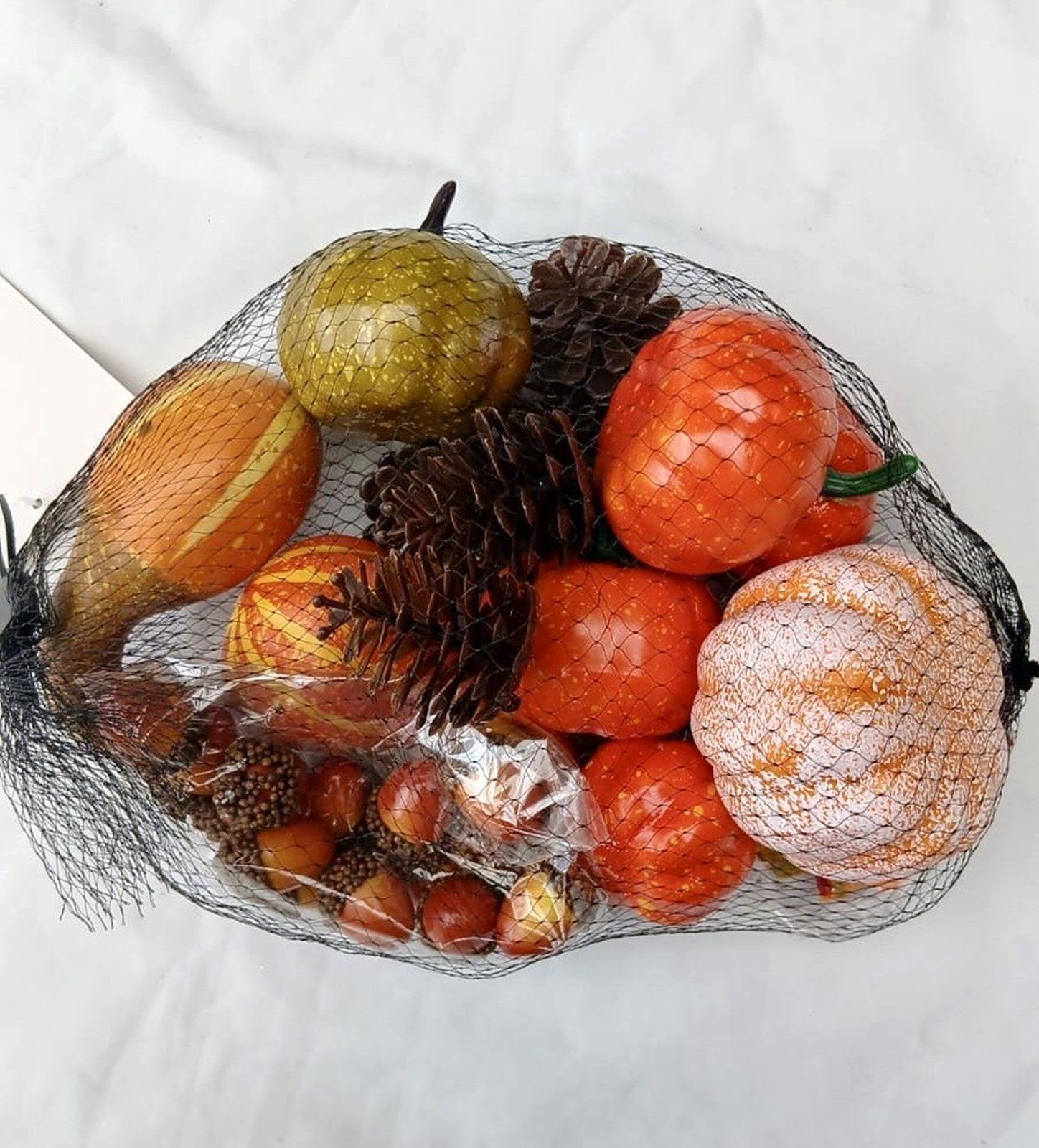 128pc Rustic Pumpkin Decoration Set Artificial Pumpkins Leaves Acorns Pinecones