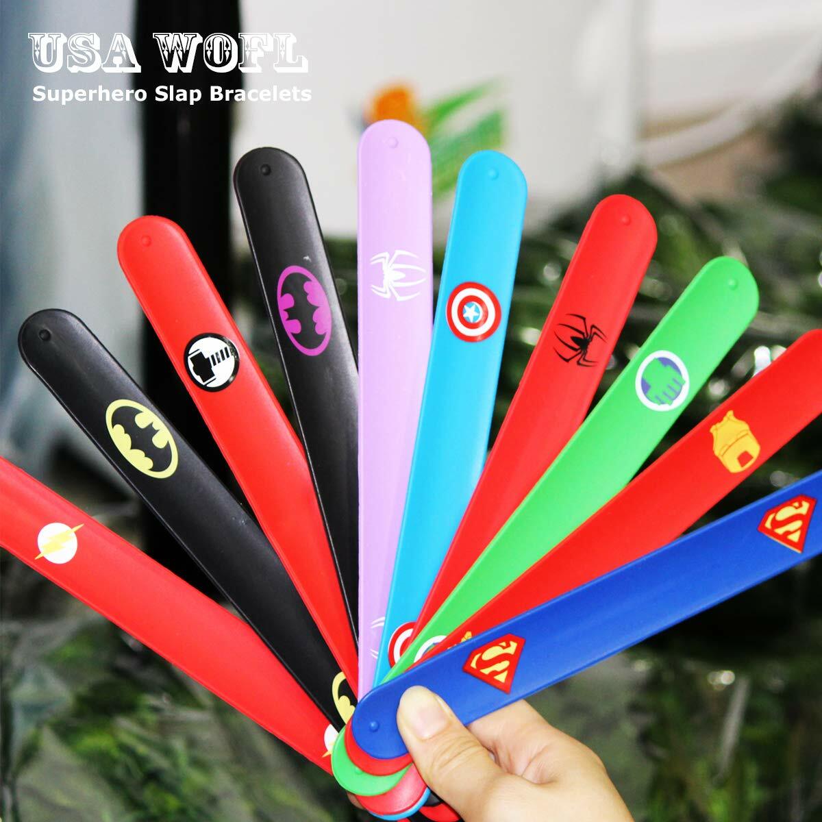 Superhero Slap Bracelet Birthday Party Supplies School Classroom Rewards 24pcs