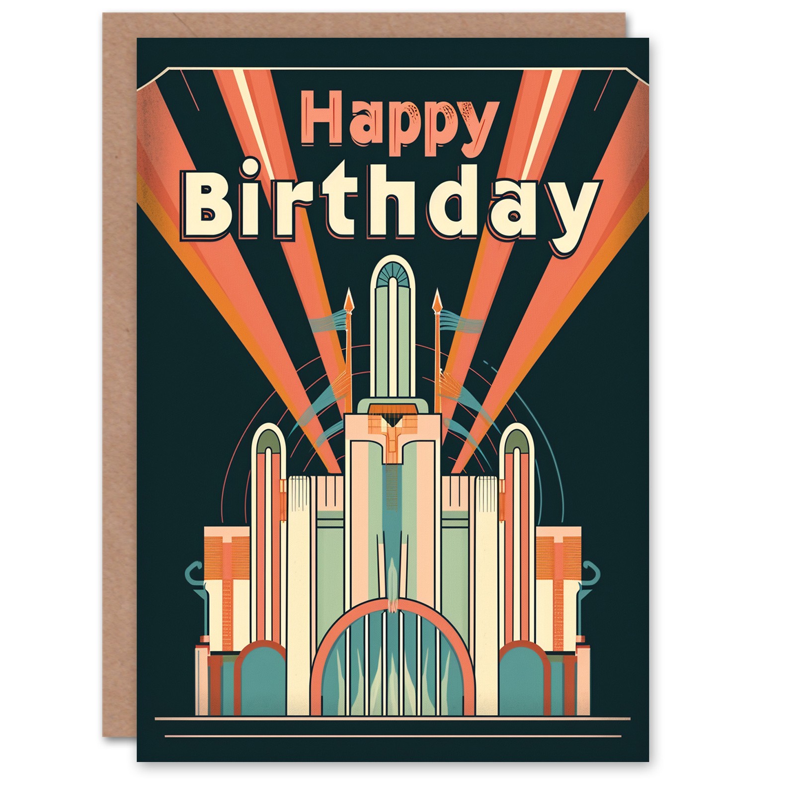 Birthday Card Art Deco Building Vintage 1930s Classic For Him Her Greeting Card