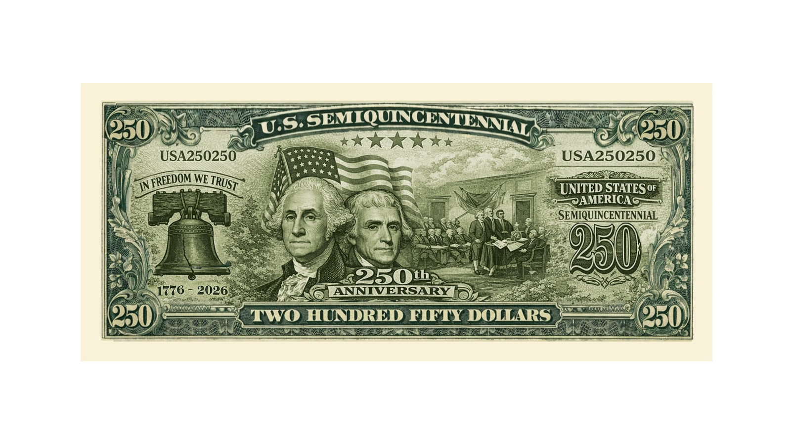10 U.S. Semiquincentennial 250th Anniversary Commemorative Money Bill Banknote💵