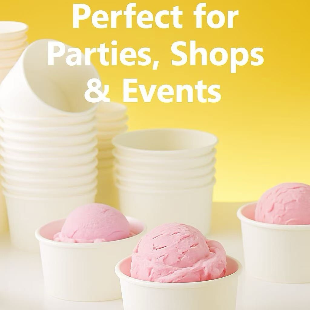 100 Pack 12oz Paper Ice Cream Cups Bulk – Disposable Dessert Yogurt Soup Bowls
