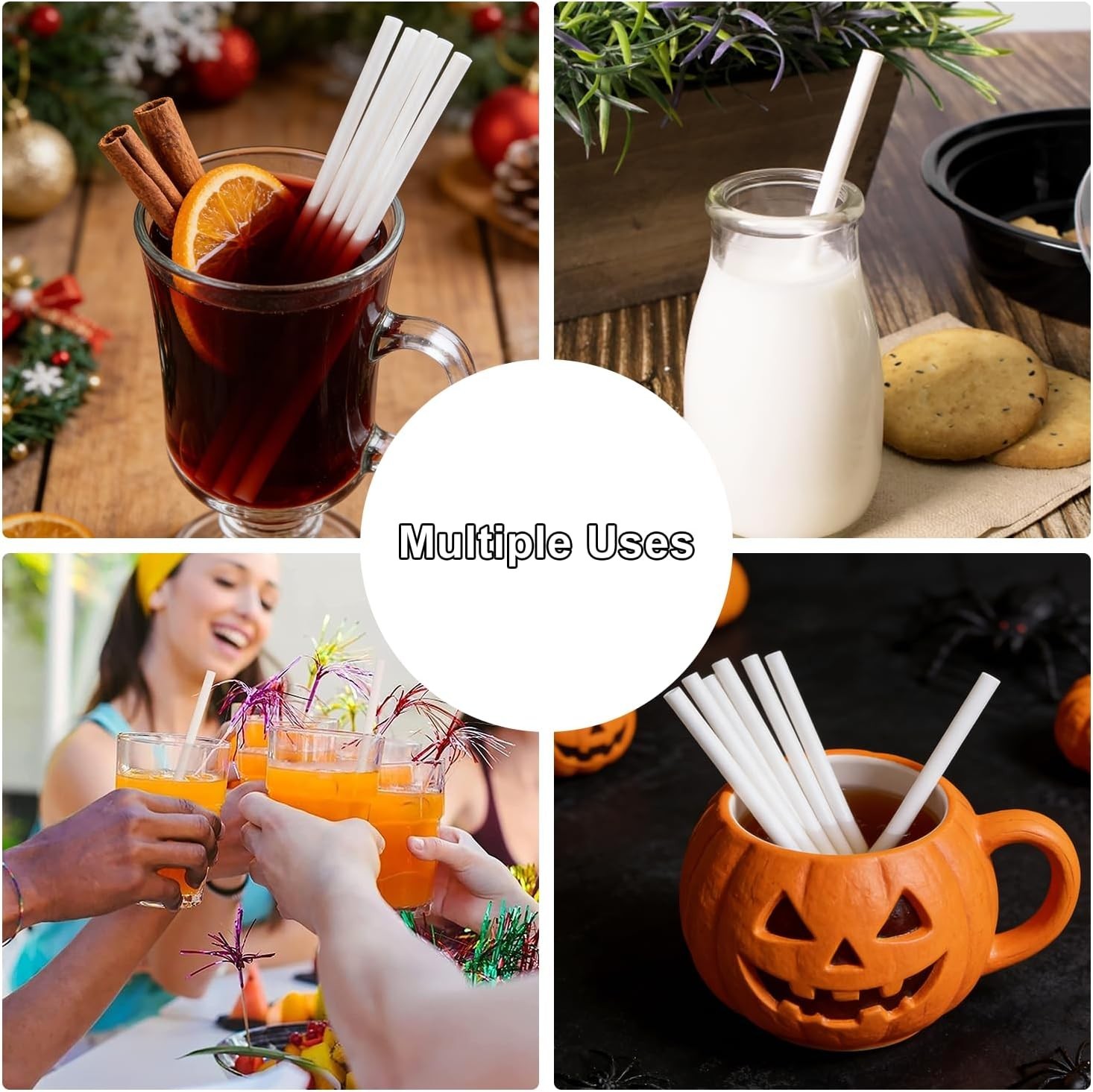 White Paper Straws 6mm x 200mm Drinking Straws for Smoothies Milkshakes & Juices