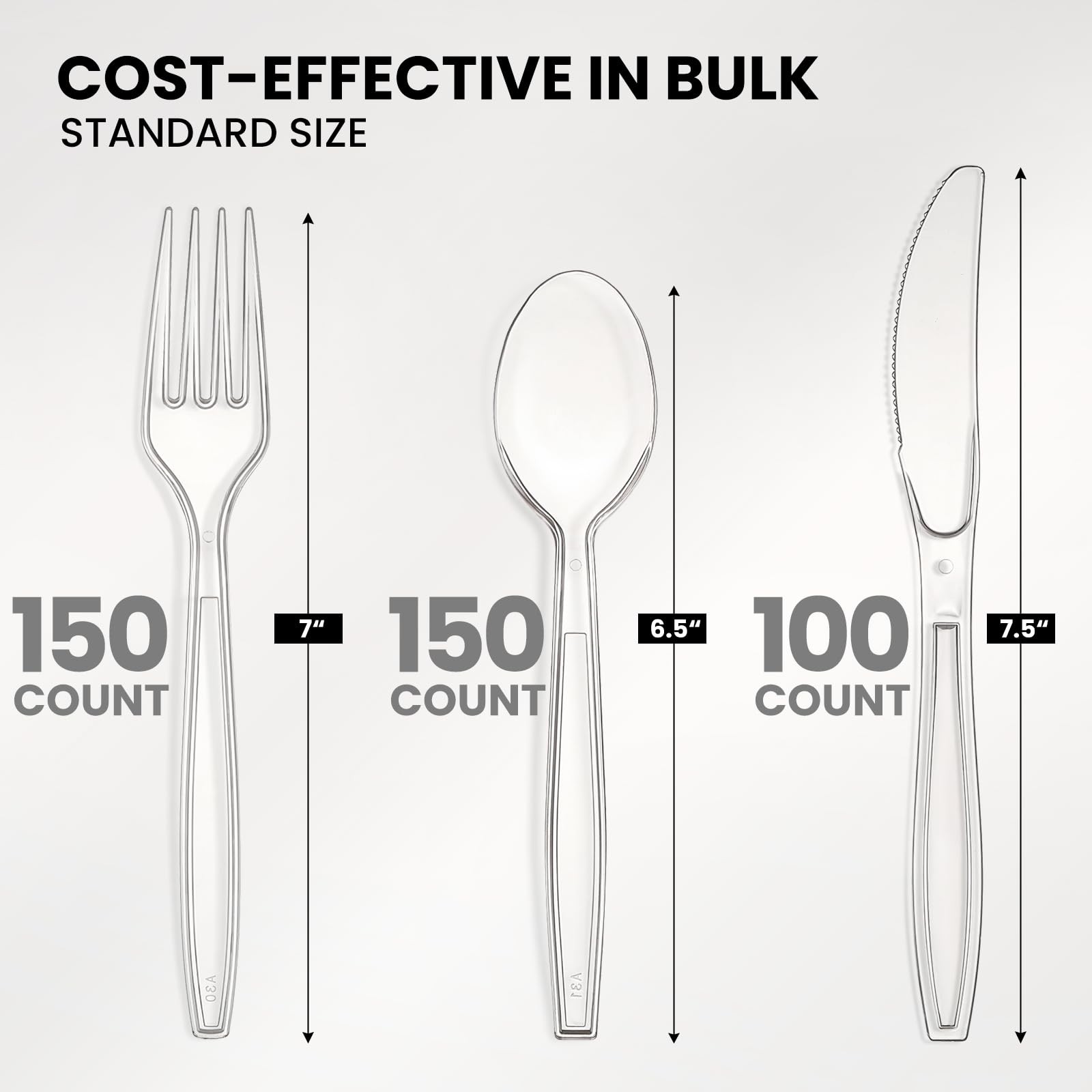 Aozita 400 Count Heavy Duty Plastic Silverware Bpa-Free Clear Plastic Cutlery