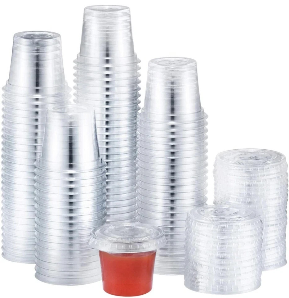 5.5oz Plastic Clear Portion Cups with Lids Pack of 1000 for Sauce Cup BPA Free