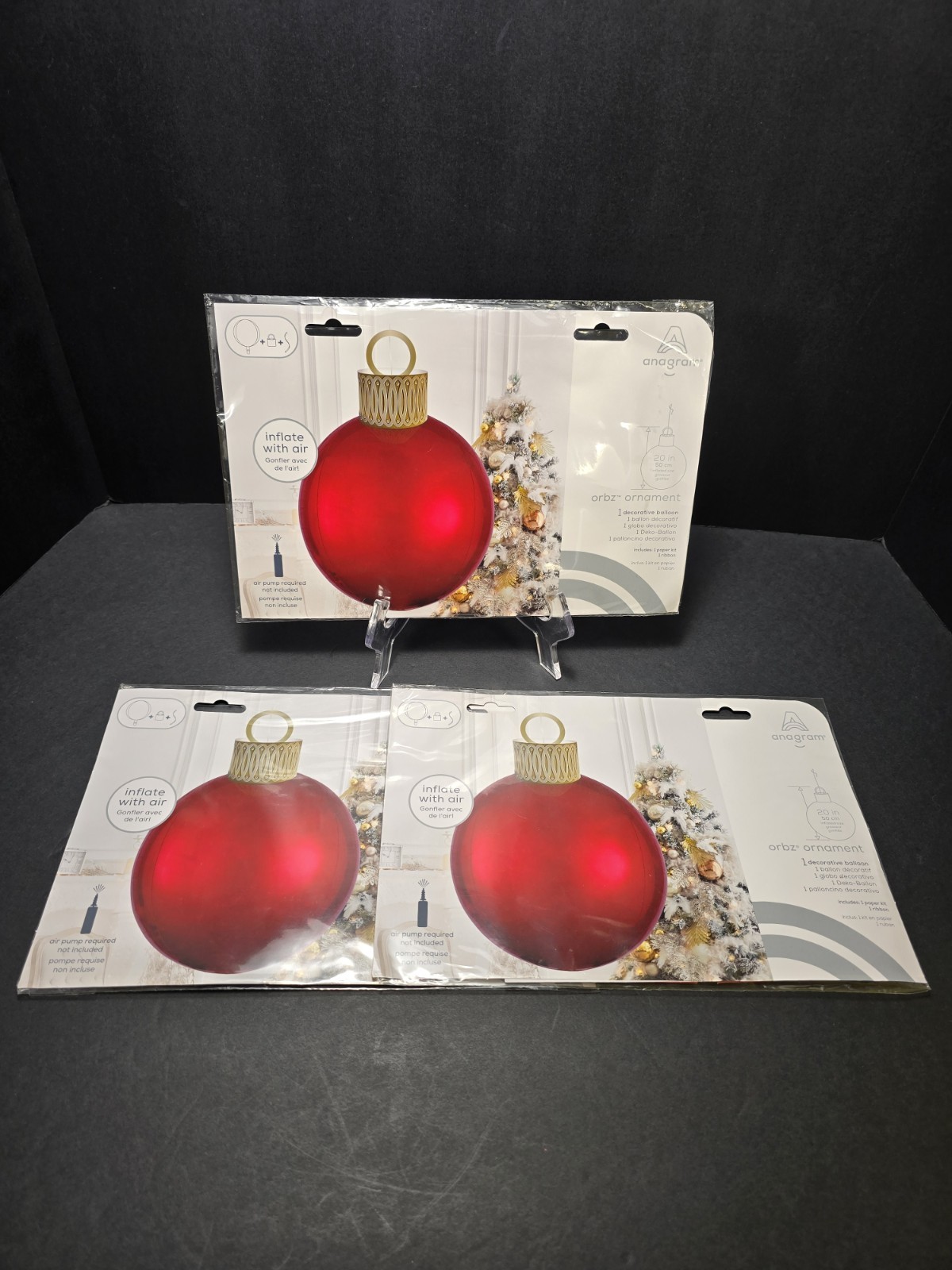 Lot of 5 Anagram Orbz Christmas Ornament Balloons 20″ Red Green Decor New