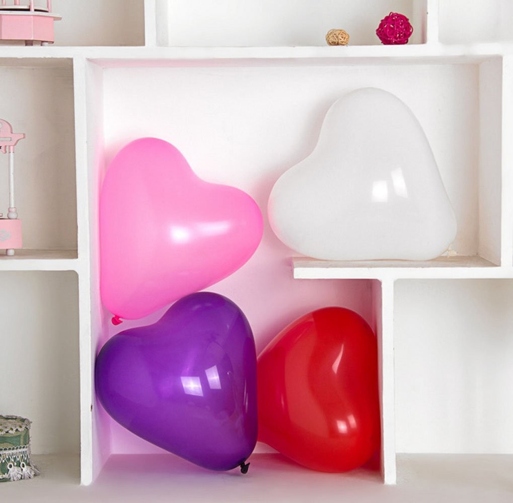 Pack of 100 Assorted Colors Love Heart Shaped 12 inch Latex Balloon for Home …