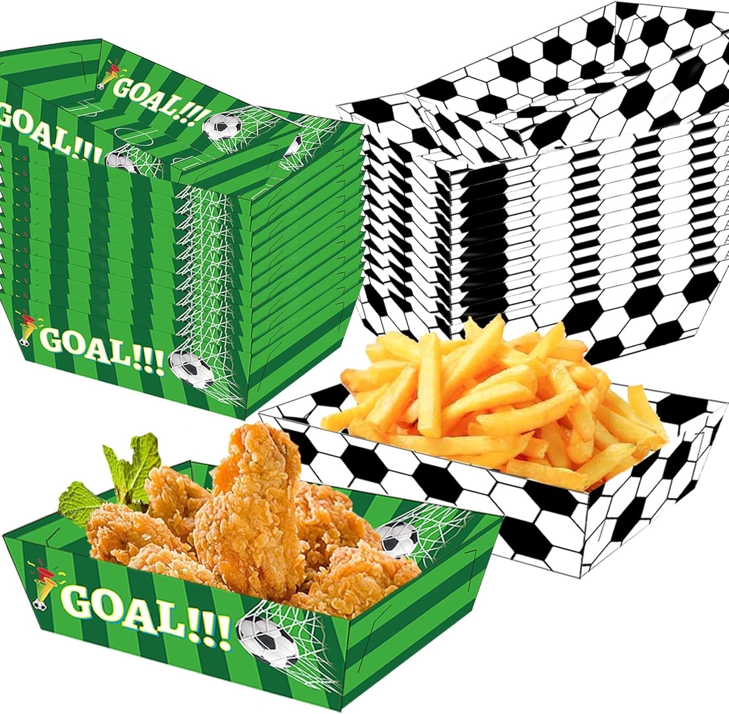 Soccer Paper Food Trays 60 Pcs 2lb Disposable Food Boats for Sport Birthday E…