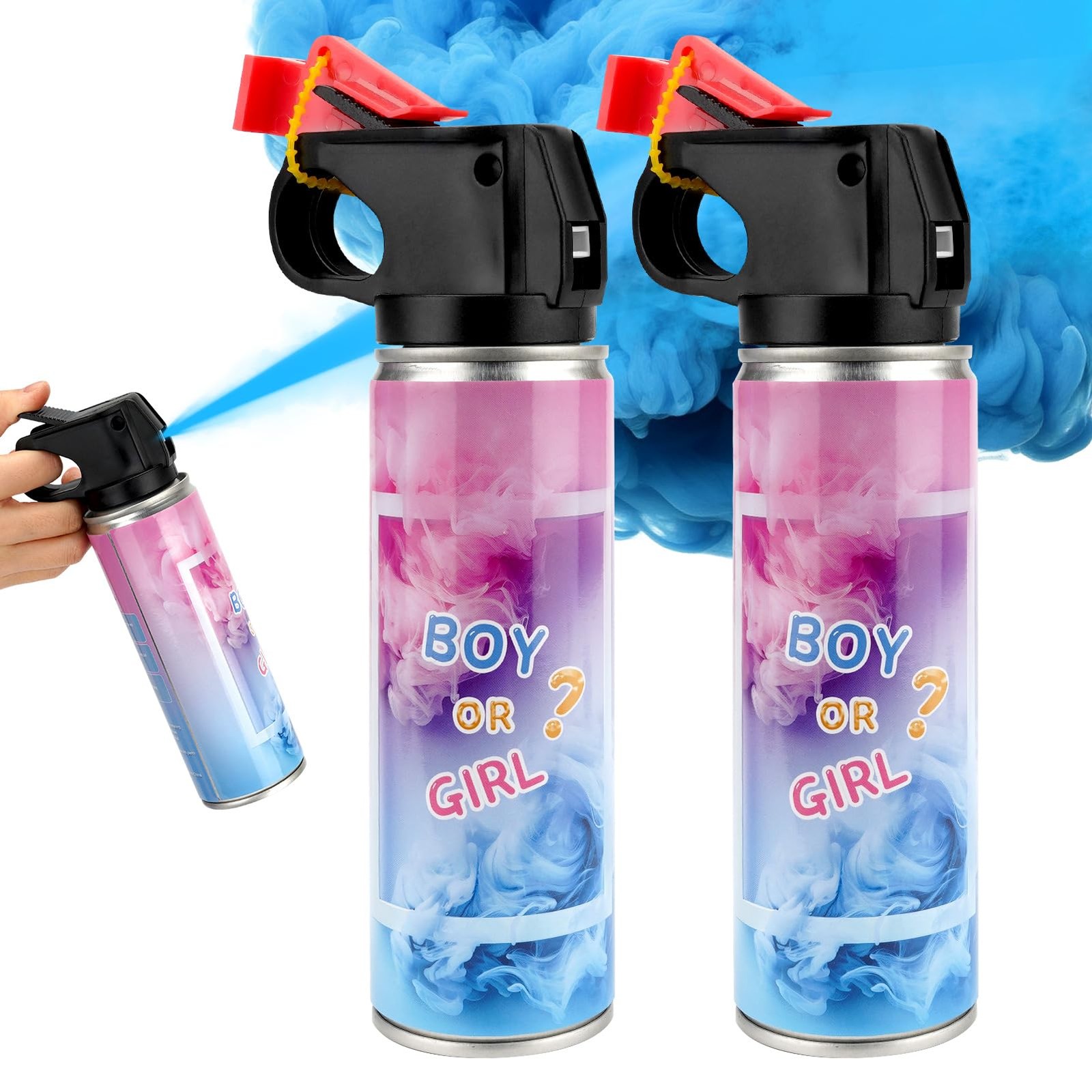 Gender Reveal Fire Extinguisher 2 Packs, Gender Reveal Smoker Bomb, Baby Boy