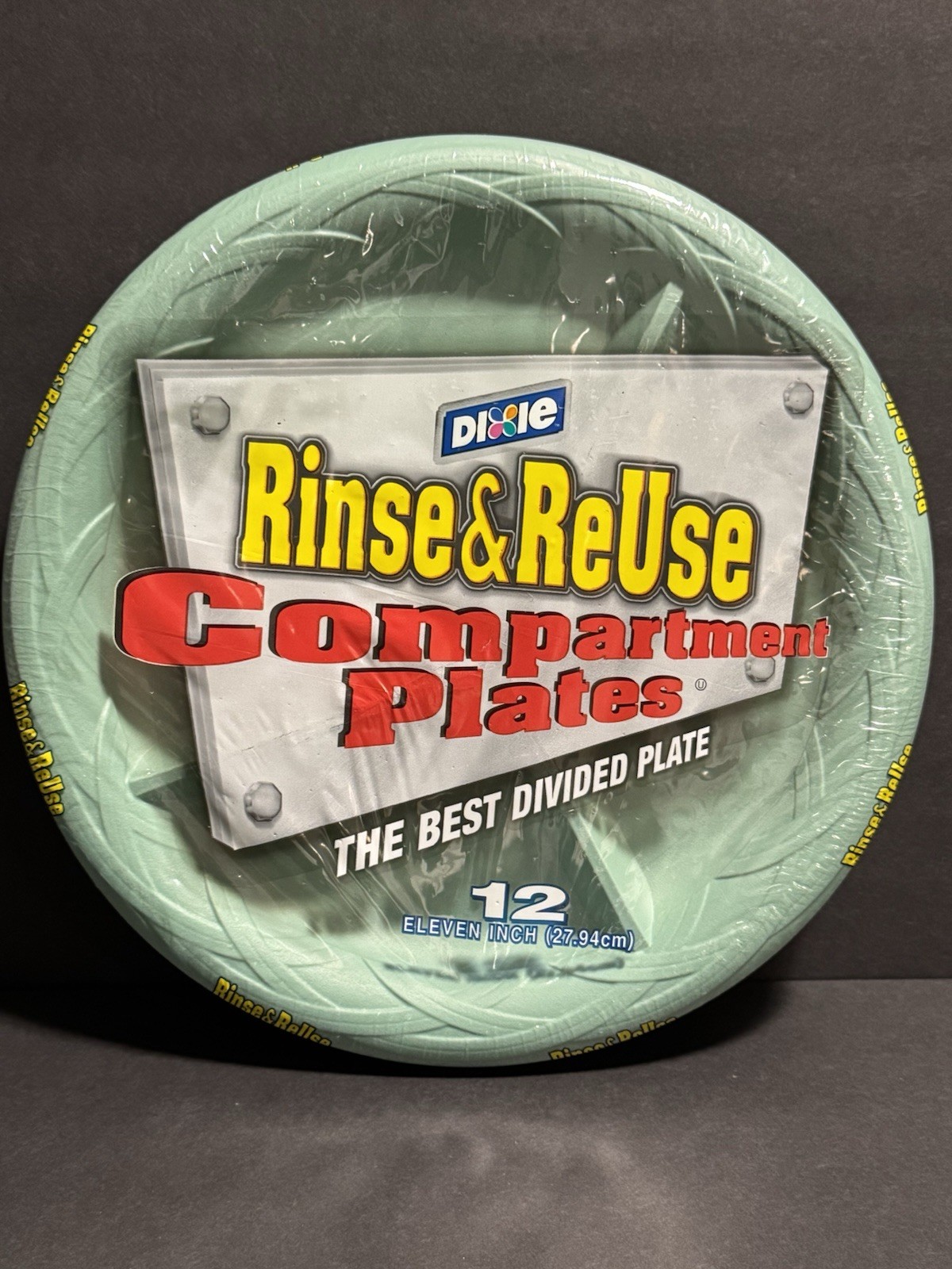 Dixie Rinse & Reuse Compartment Plates 2×12 (24) Total Dishwasher Safe 2001 NOS