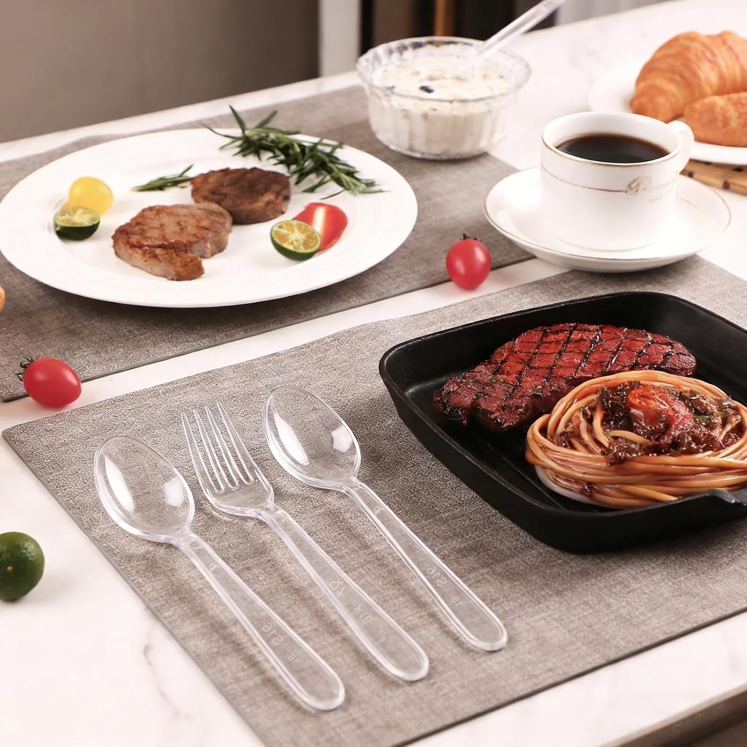 360 Count Extra Heavy Duty Clear Plastic Forks and Spoons, 180 Forks, 180 Spo…