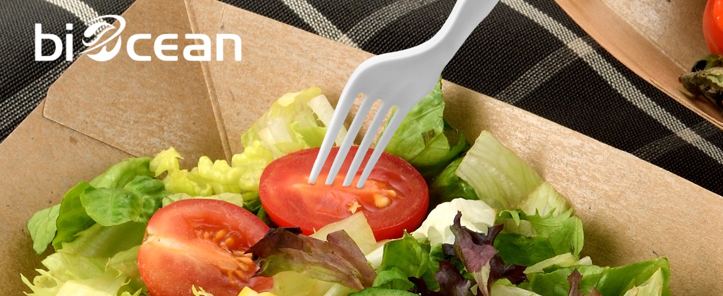 100% Compostable Forks 60 Count Disposable Forks Heavy Duty Utensils Set Fork