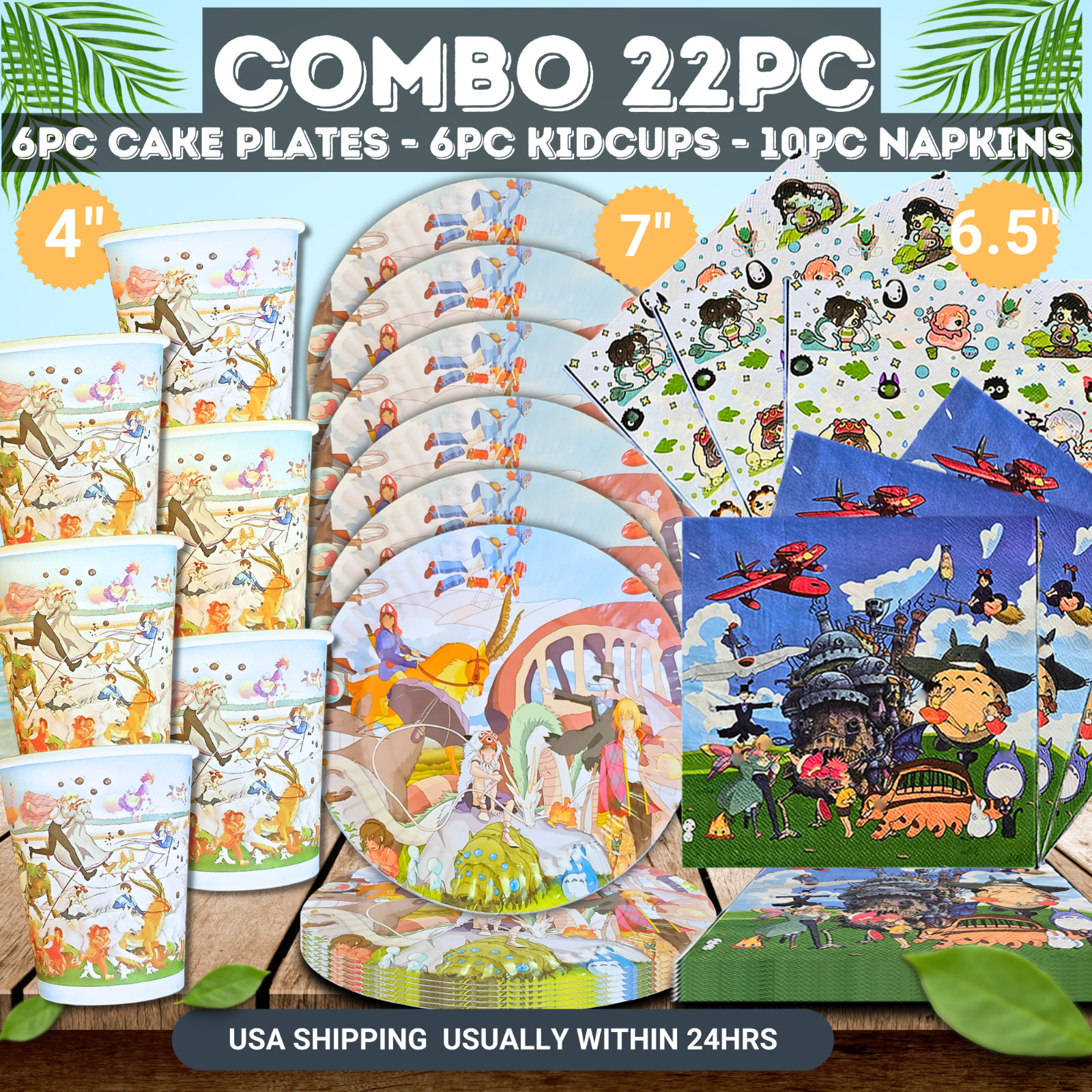 GHIBLI STUDIO Party Supplies happy birthday centerpiece decoration cup plate